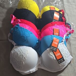 Women's Lace Push-Up Bra Set - White, Blue, Pink, Black, Yellow